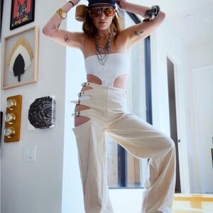 DEFI Cut-Out Pants in Beige size XS